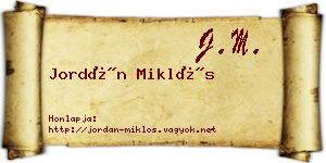Jordán Miklós névjegykártya